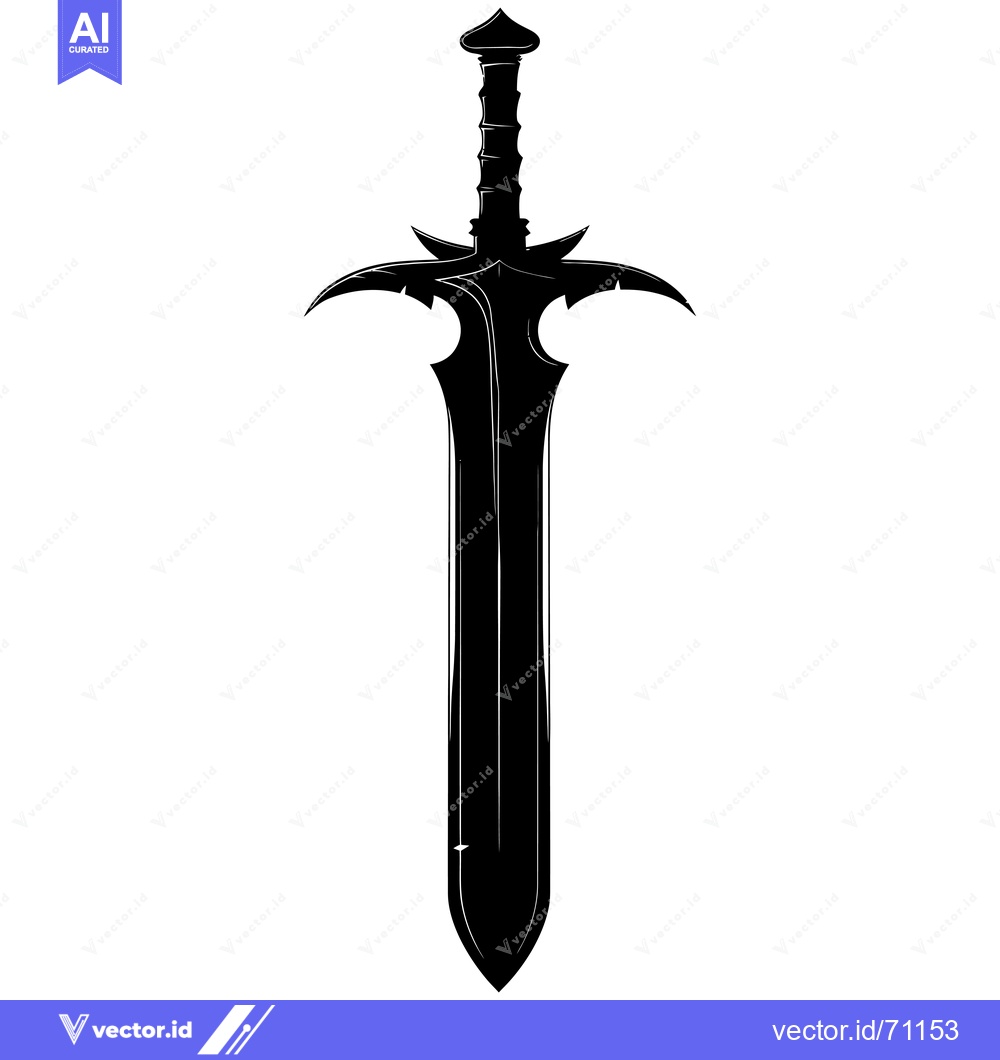 Premium Vector of Black and White Silhouette of a Fantasy Sword
