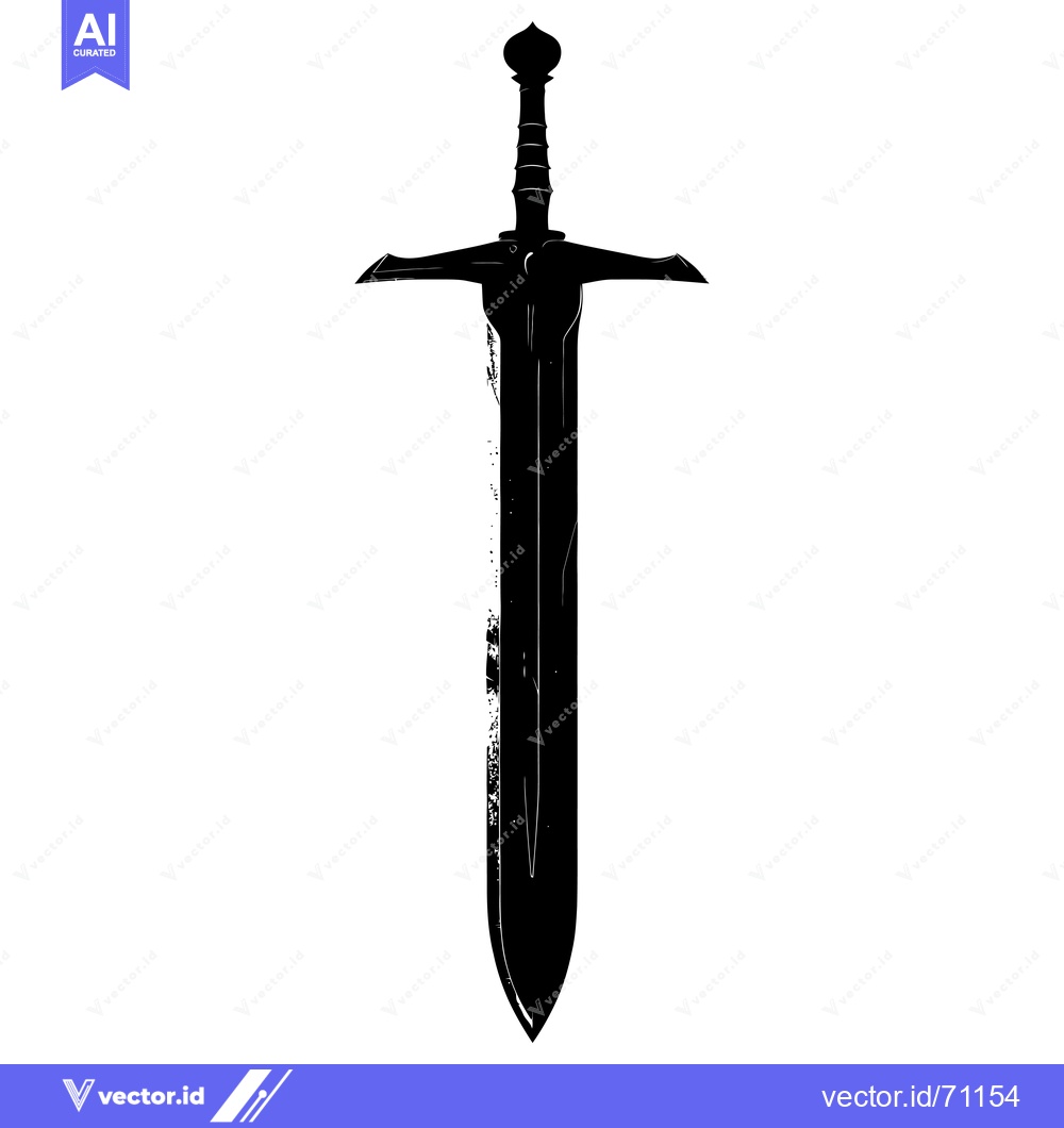 Premium Vector dari A Black and White Silhouette of a Medieval Sword