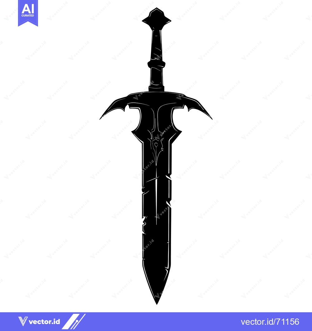 Premium Vector dari Black and White Silhouette of a Fantasy Sword
