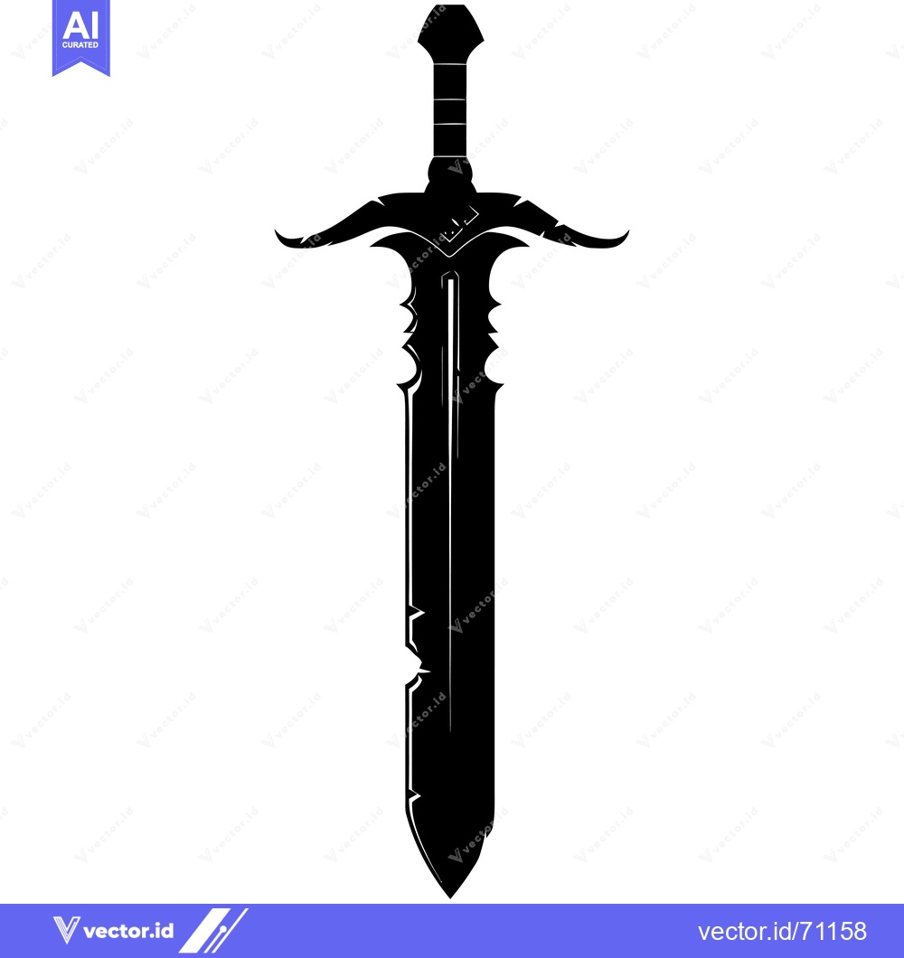 Premium Vector of Black and White Silhouette of a Fantasy Sword