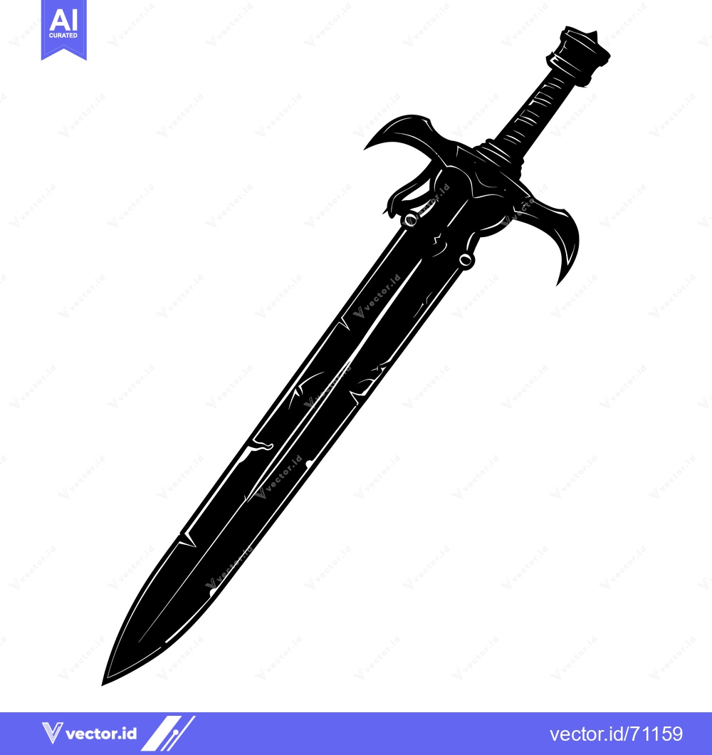 Premium Vector dari Black and White Silhouette of a Medieval Sword