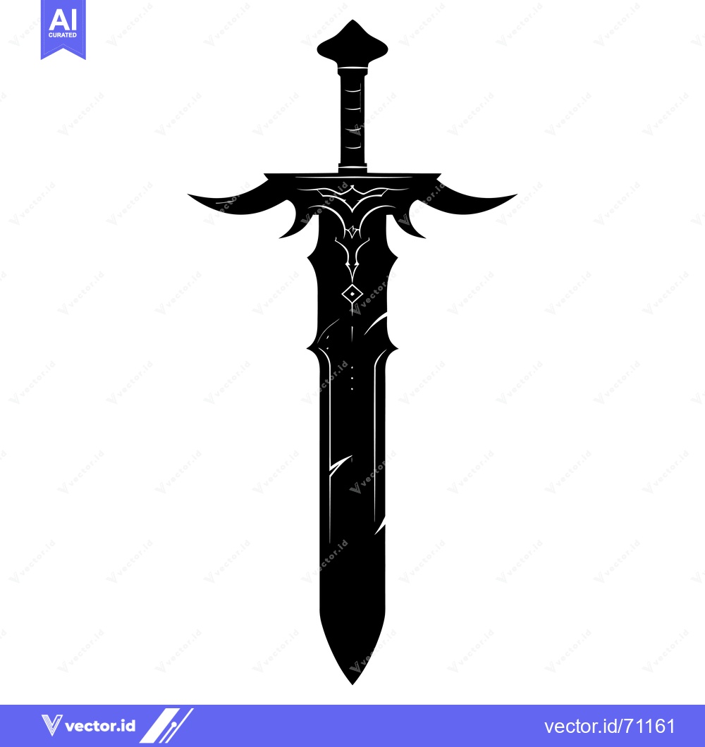 Premium Vector dari Black and White Silhouette of a Medieval Sword