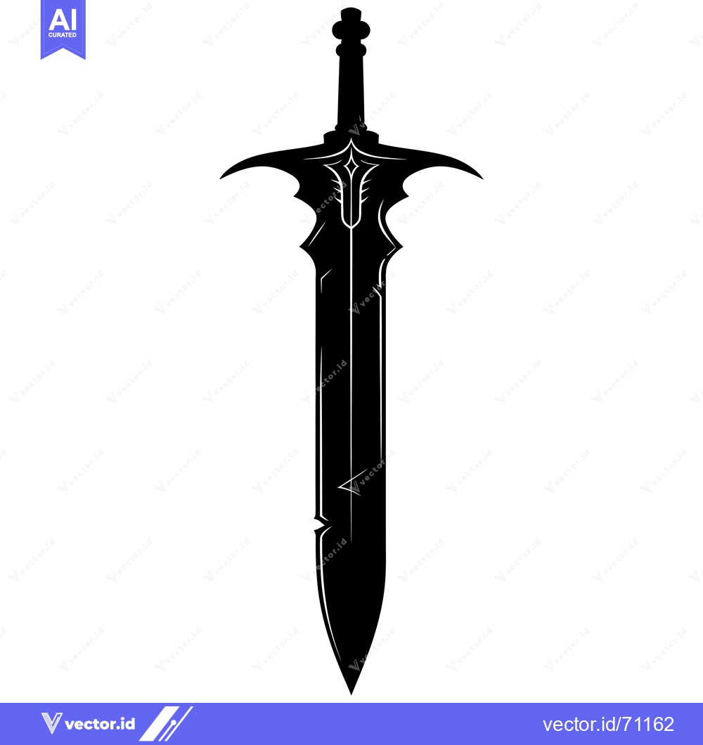 Premium Vector dari Black and White Silhouette of a Medieval Sword