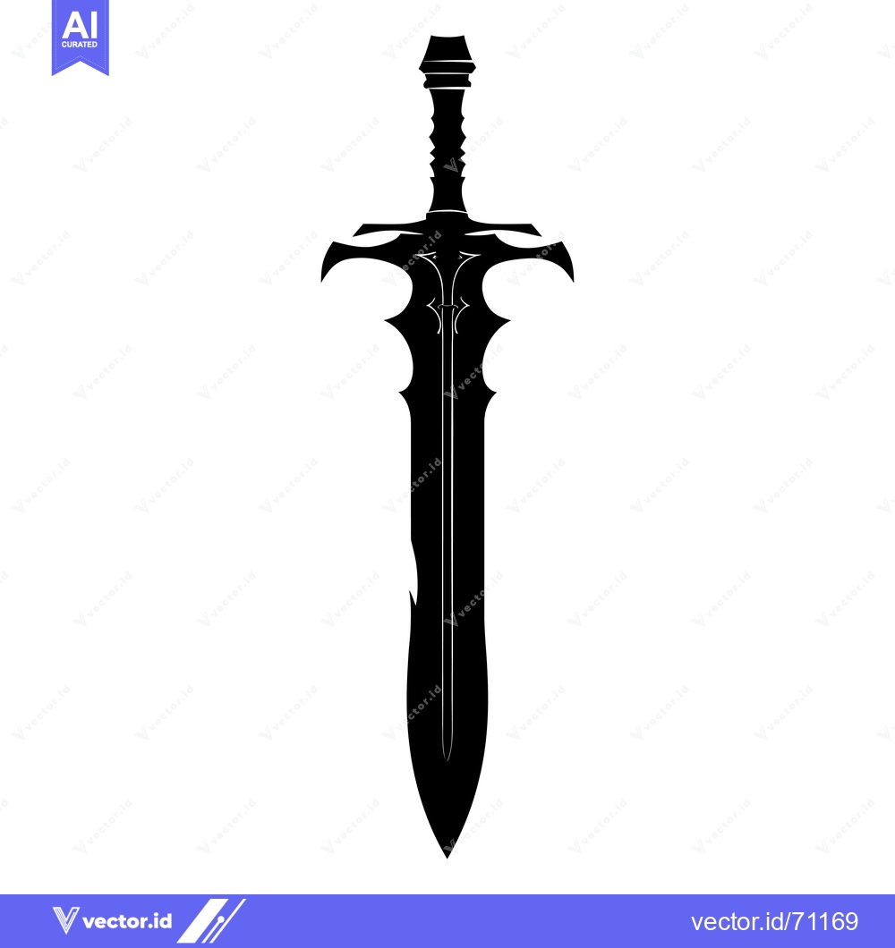 Premium Vector dari Black and White Silhouette of a Fantasy Sword