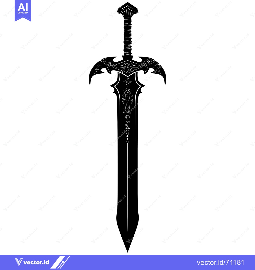 Premium Vector dari Ornate Black and White Sword Silhouette