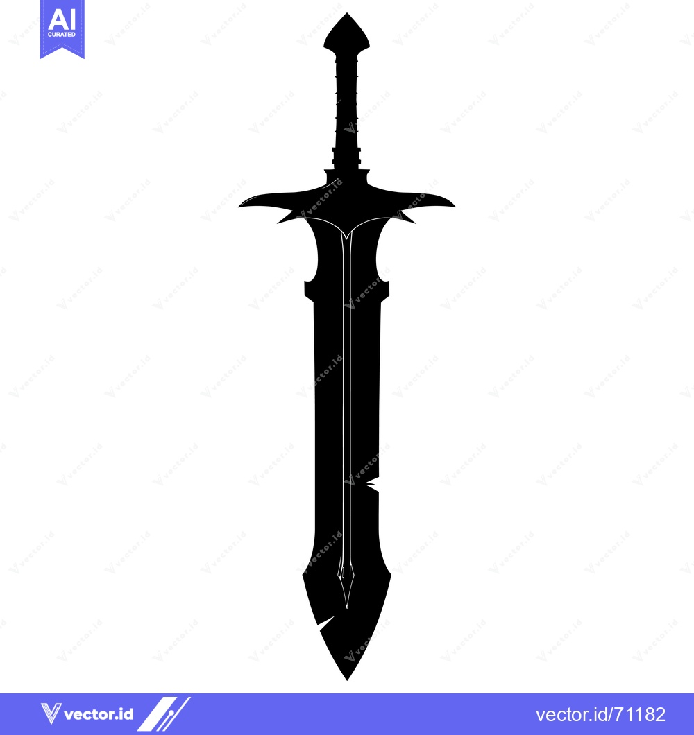 Premium Vector dari Black Silhouette of a Fantasy Sword with a Pointed Tip