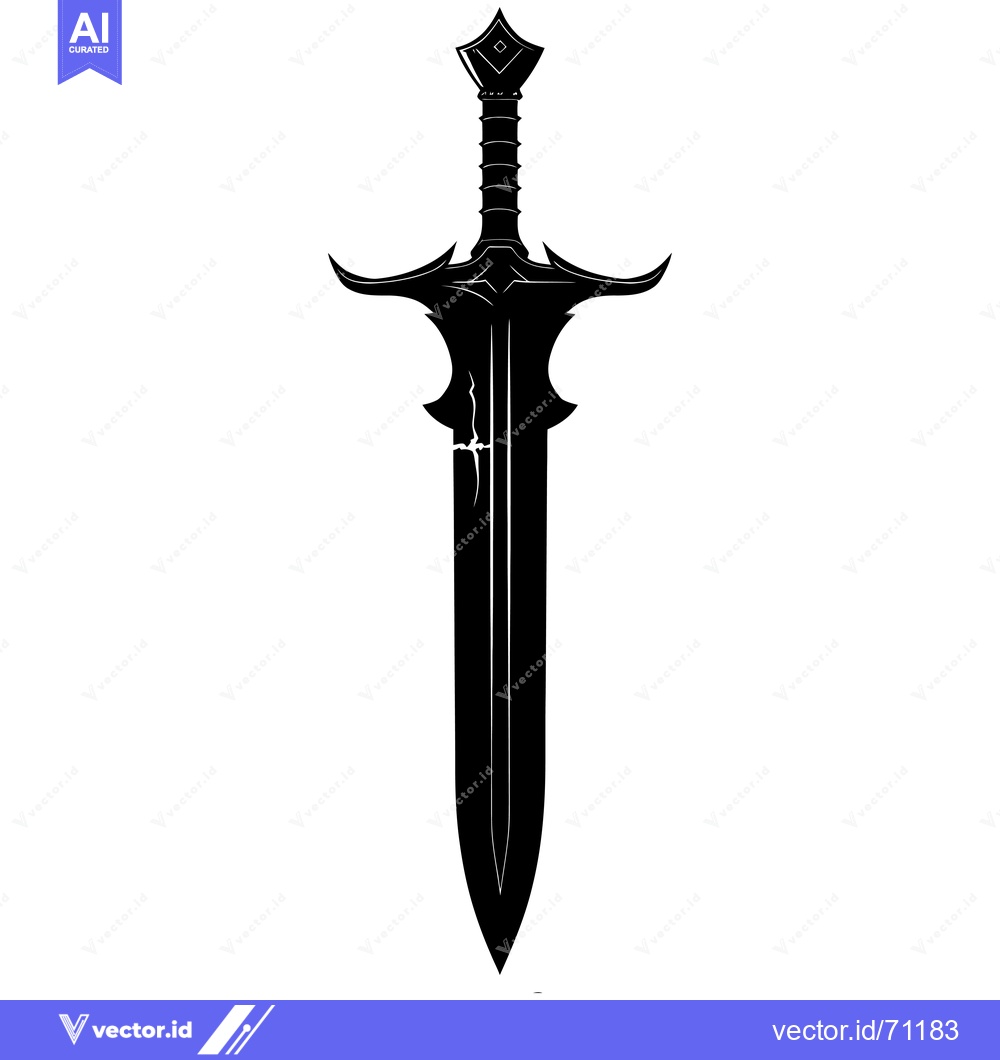 Premium Vector dari Black and White Silhouette of a Medieval Sword