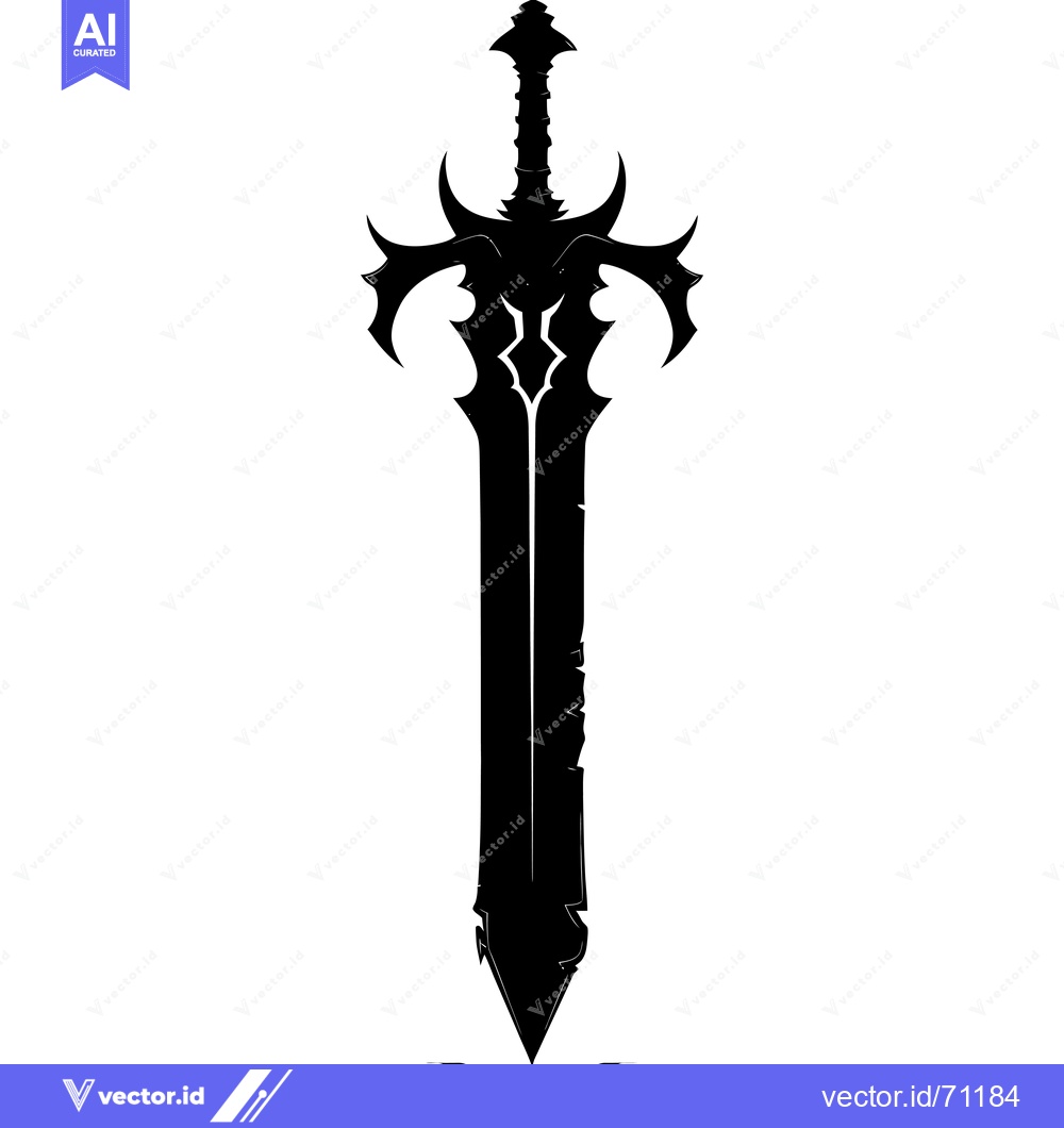Premium Vector dari Black and White Silhouette of a Fantasy Sword with Elaborate Detail