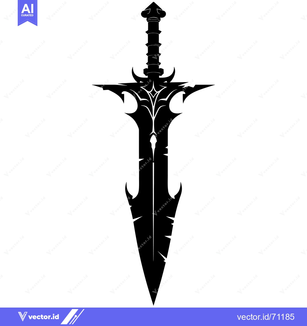 Premium Vector of Ornate Black And White Sword Silhouette