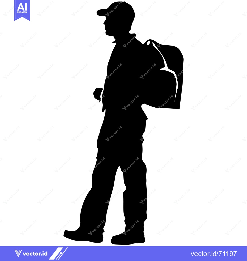 Premium Vector dari Silhouette of a Person with a Backpack and a Cap
