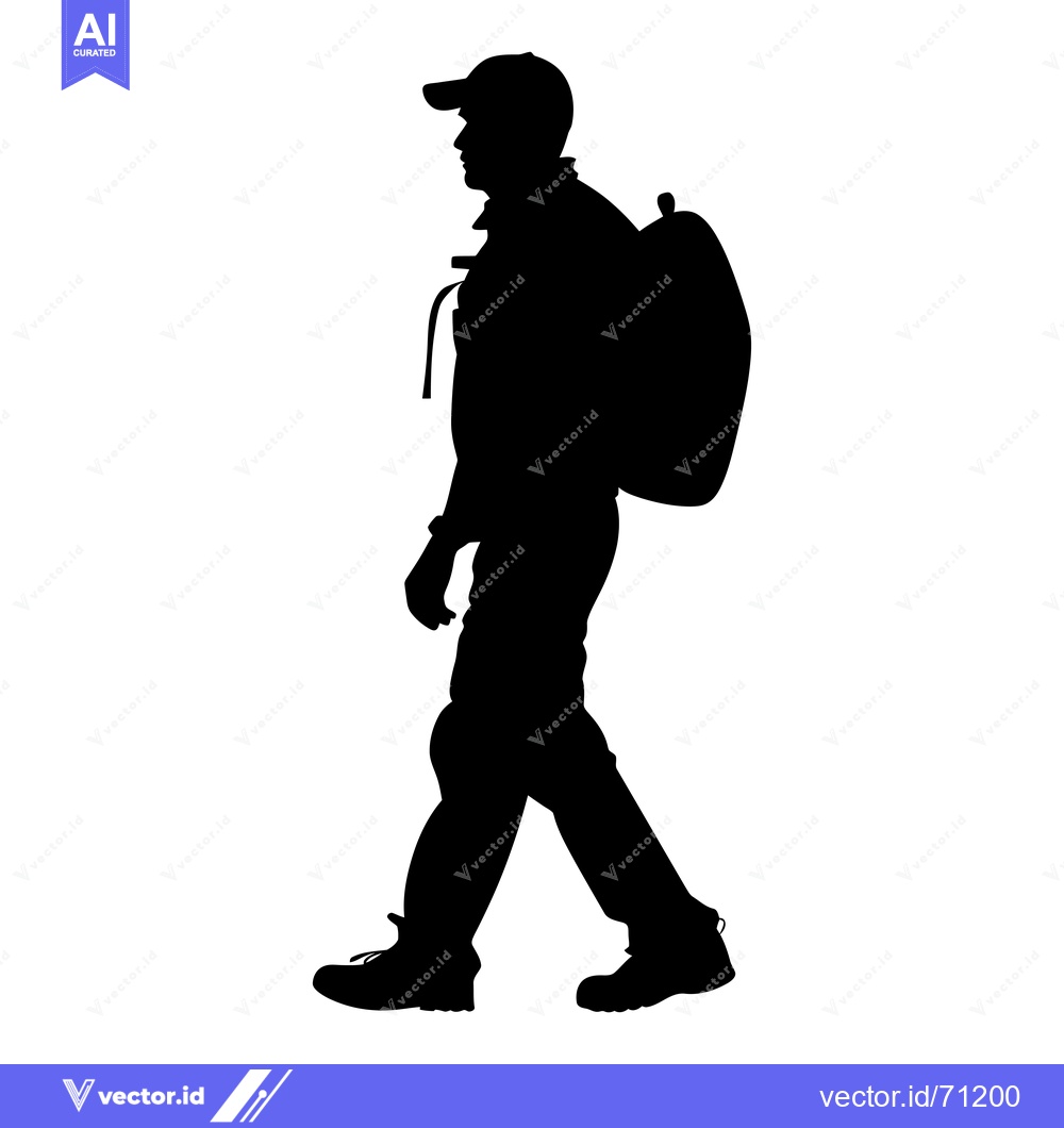 Premium Vector dari Silhouette of a Person Walking with a Backpack