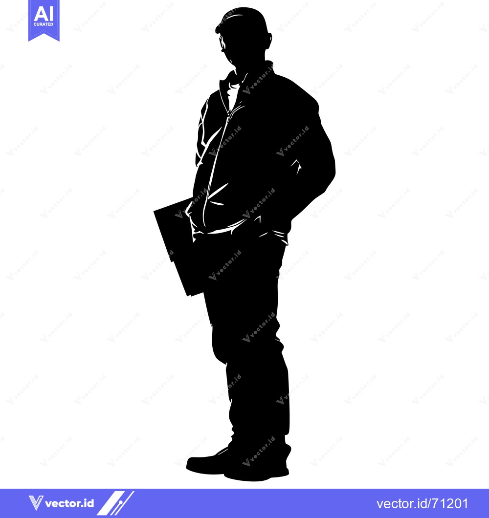 Premium Vector of Silhouette of a man wearing a hard hat and holding a folder
