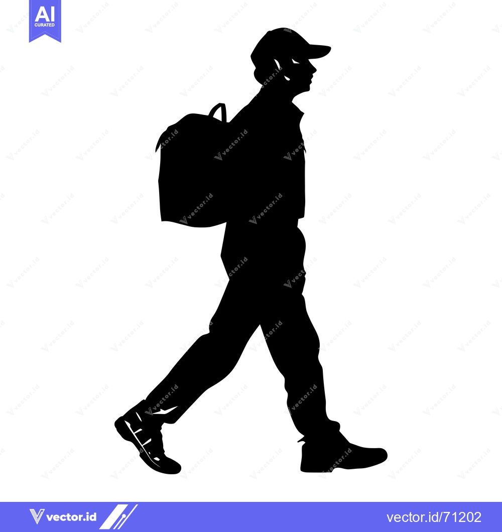 Premium Vector of Silhouette of a Person Walking with a Backpack