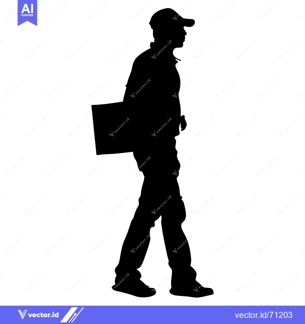 Premium Vector of Silhouette of a Person Carrying a Package While Walking