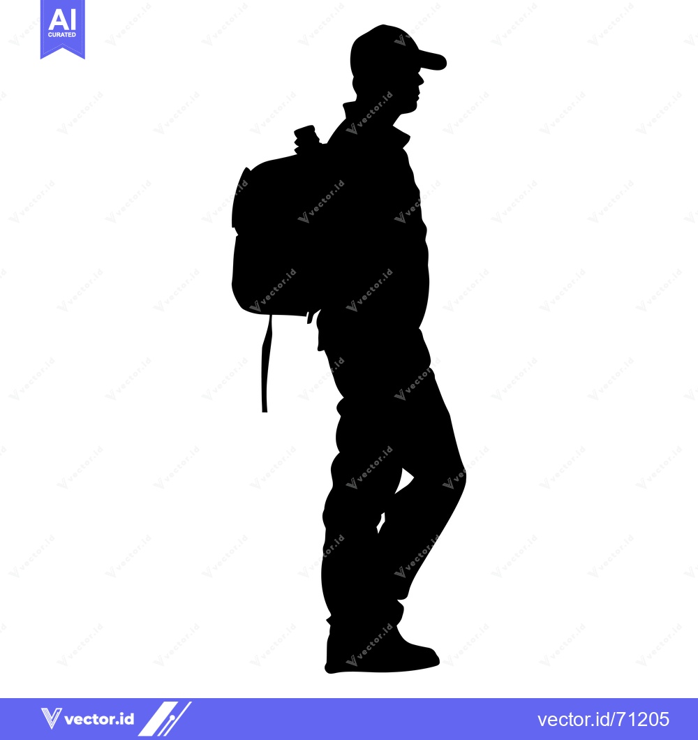 Premium Vector dari Silhouette of a Person Wearing a Backpack and a Hat
