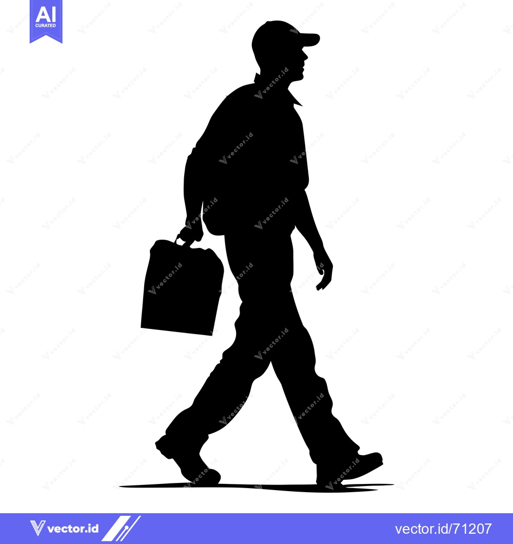 Premium Vector of Silhouette of a Man Walking with a Briefcase