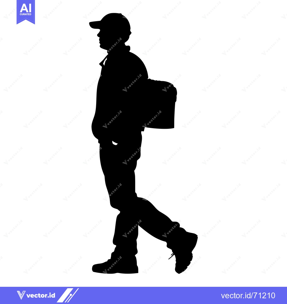 Premium Vector dari Silhouette of a Man Wearing a Cap and Carrying a Backpack