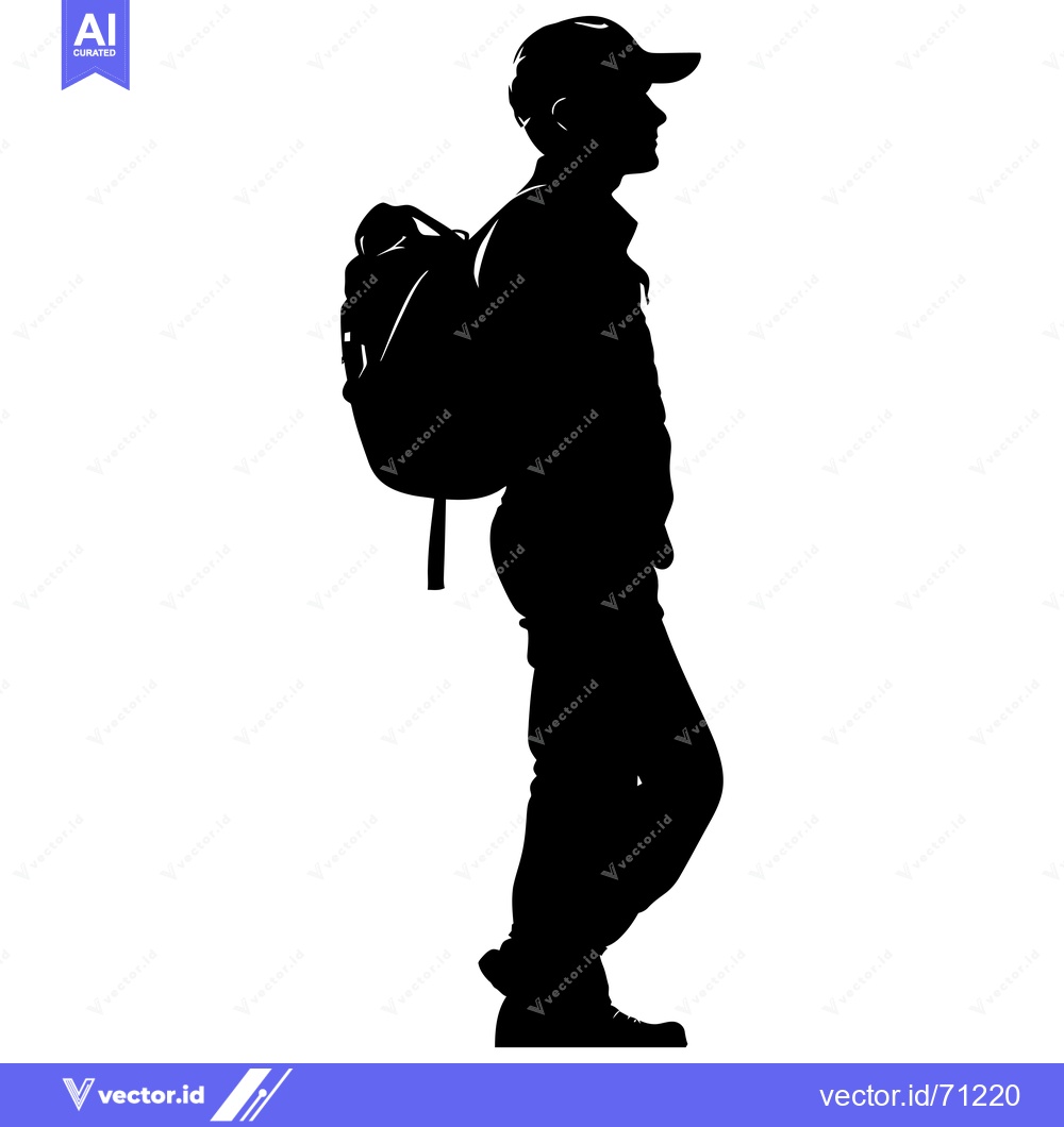 Premium Vector dari Silhouette of a Person Wearing a Backpack and Cap