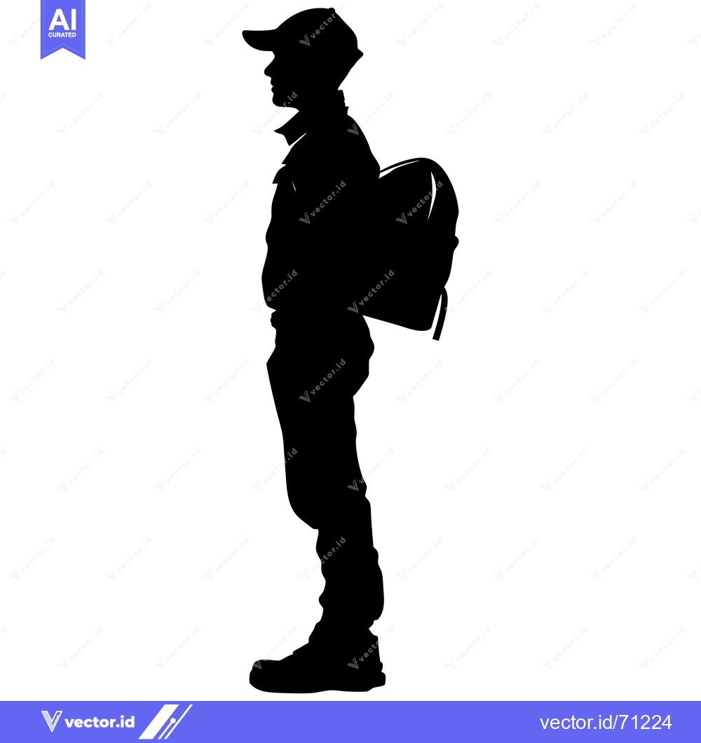 Premium Vector dari Silhouette of a Person with a Backpack and a Cap
