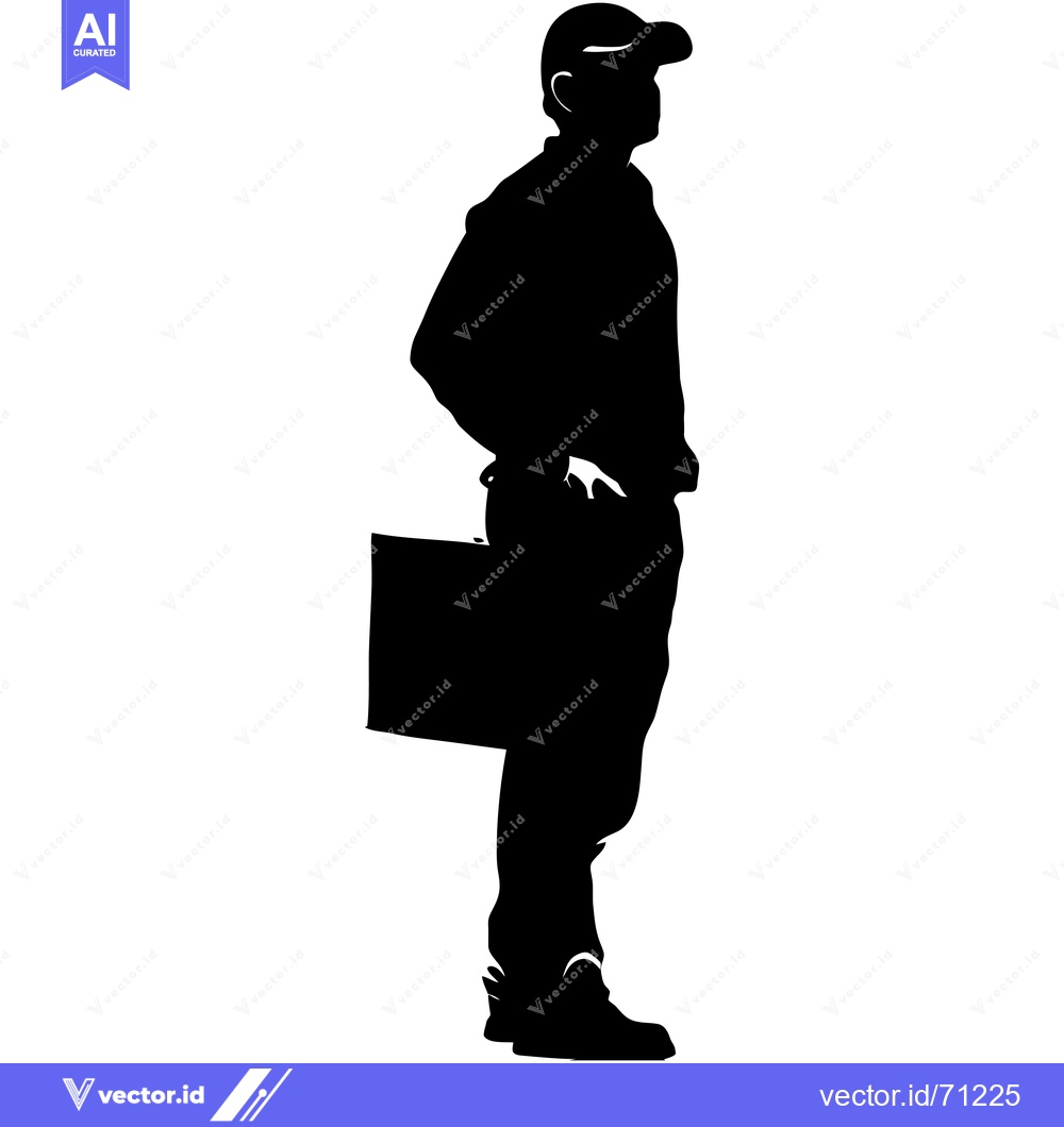 Premium Vector of Silhouette of a Man with a Briefcase and a Cap