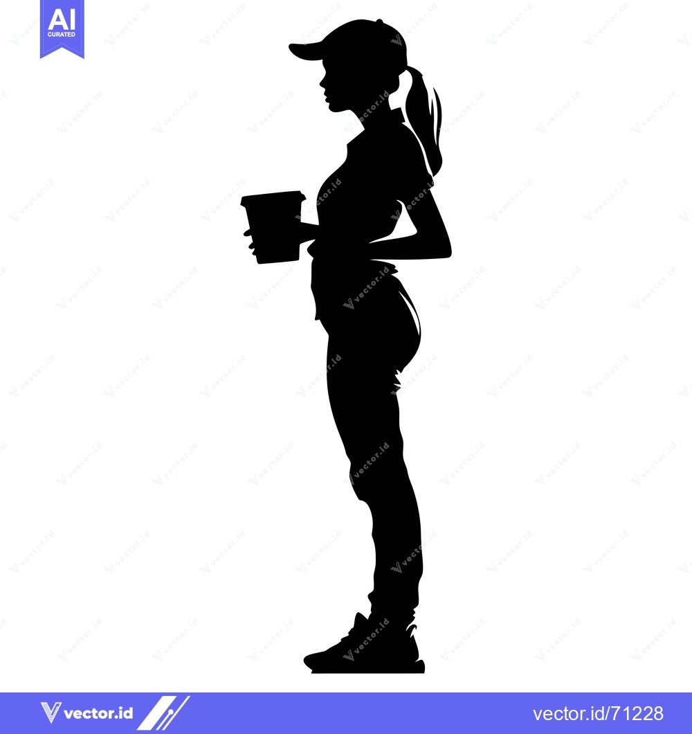 Premium Vector of Silhouette of a Woman Holding a Coffee Cup