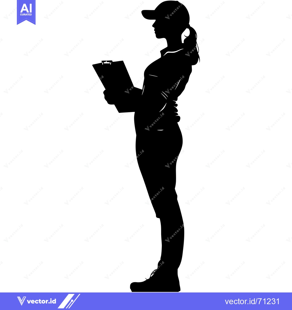 Premium Vector dari Silhouette of a woman holding a clipboard wearing a cap