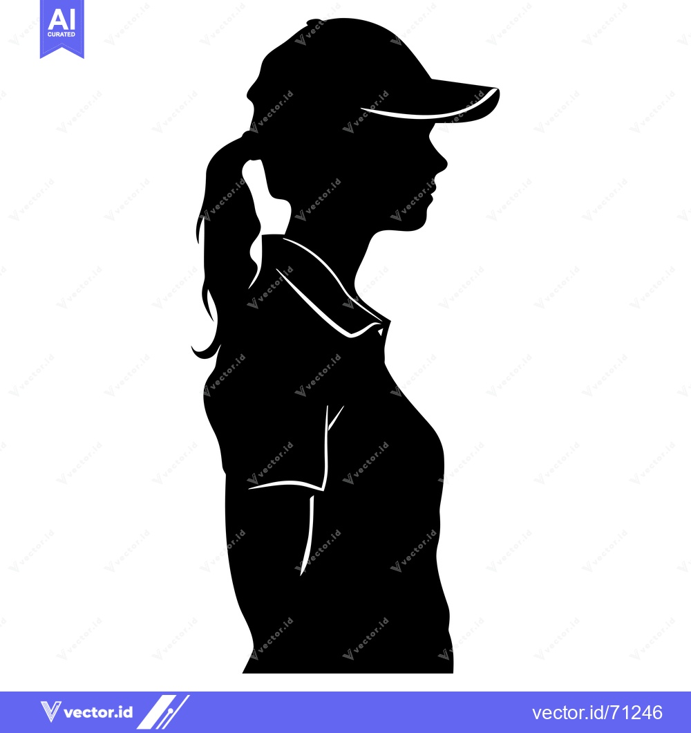 Premium Vector of Silhouette of a Woman Wearing a Cap and a Polo Shirt