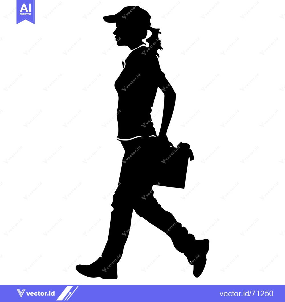 Premium Vector of Silhouette of a Woman Walking with a Briefcase