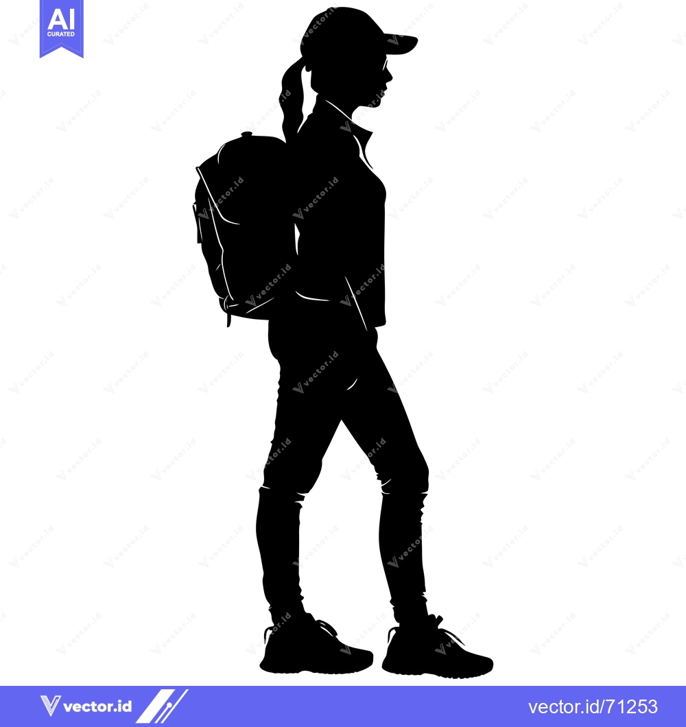 Premium Vector dari Silhouette of a Female Tourist with Backpack
