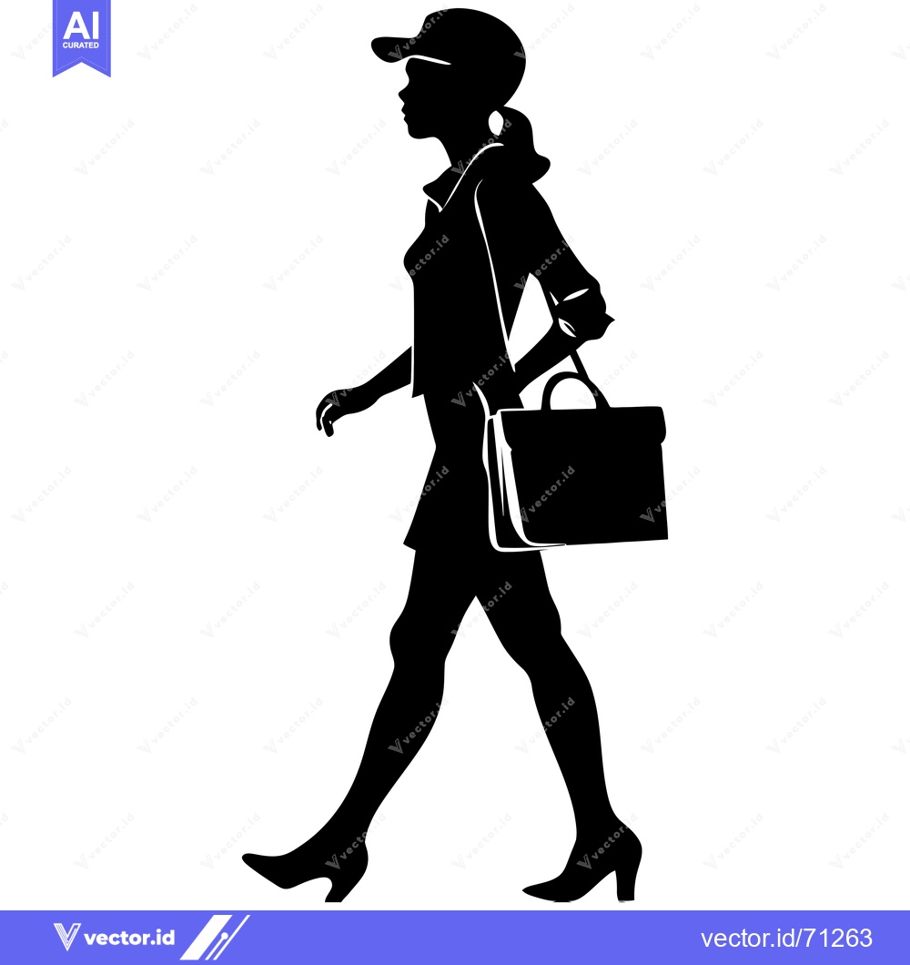 Premium Vector dari Silhouette of a Woman Walking with a Bag