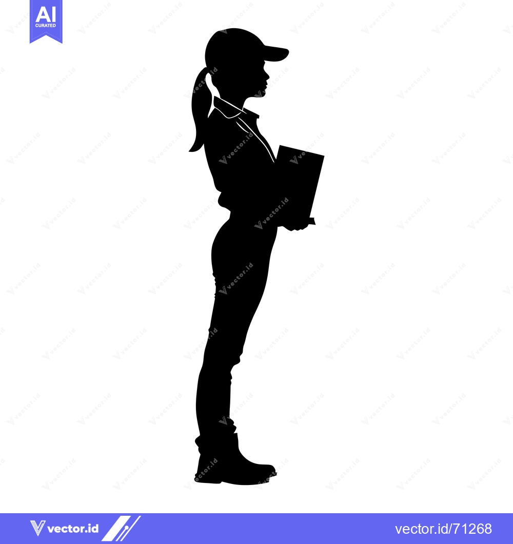 Premium Vector of Silhouette of a Woman Wearing a Hat and Holding a Book