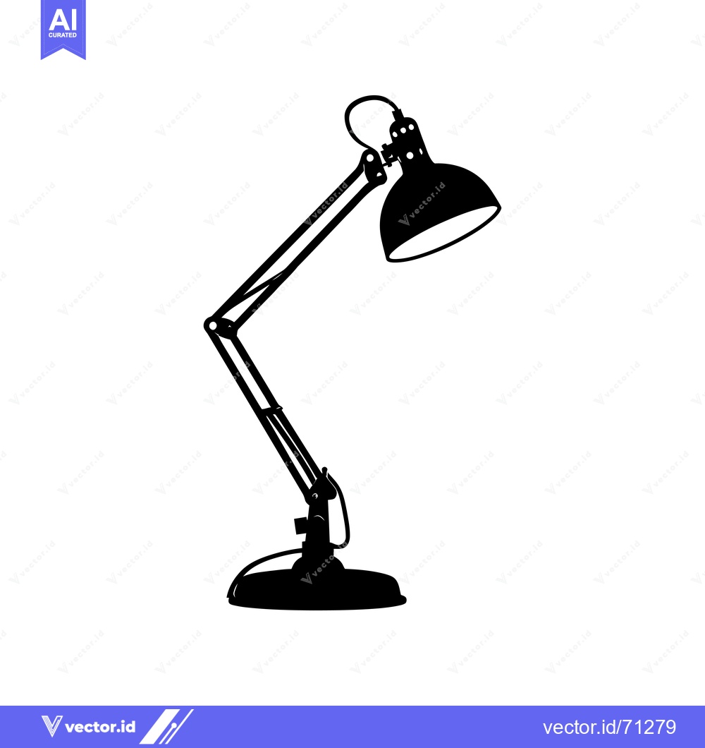 Premium Vector of Black Silhouette of a Desk Lamp with an Adjustable Arm
