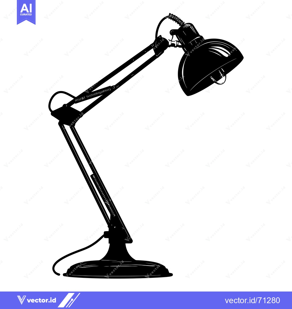 Premium Vector of Black and White Silhouette of a Desk Lamp