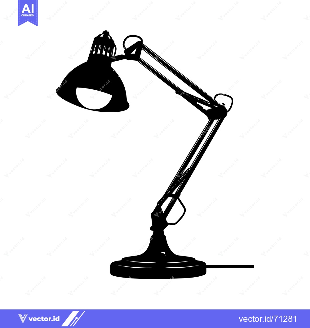 Premium Vector of Black Silhouette of a Desk Lamp with a Rounded Shade