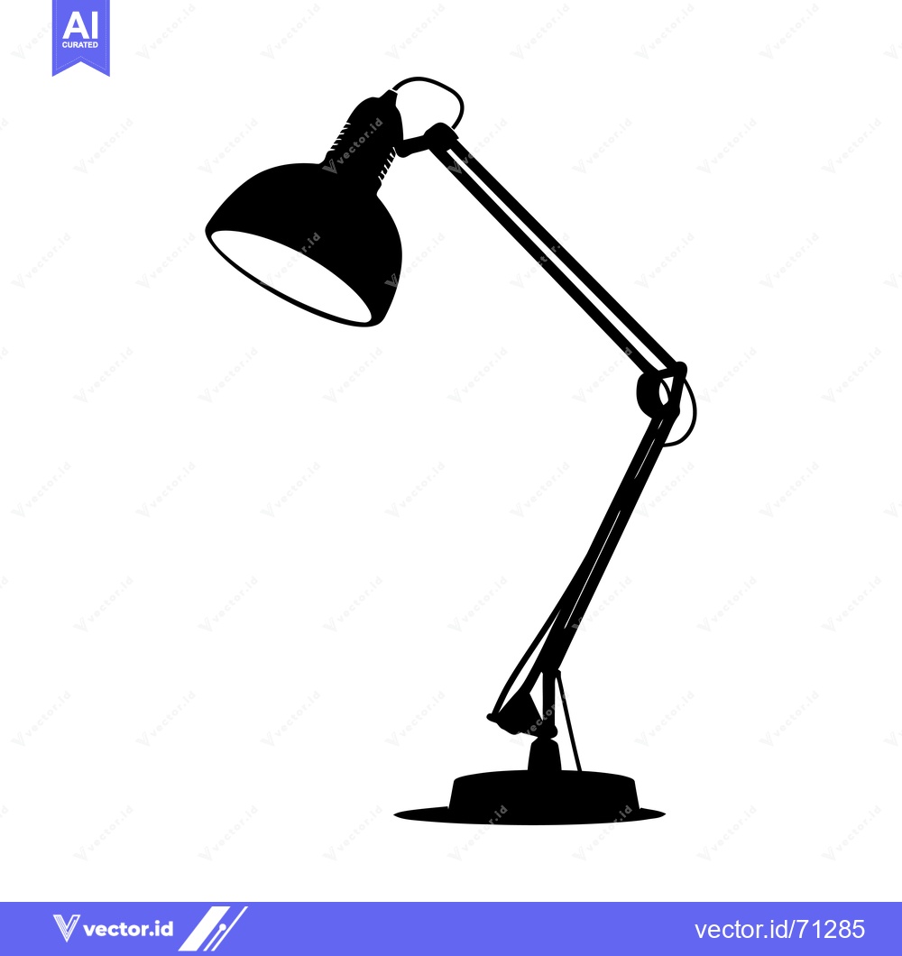 Premium Vector dari Black Silhouette of a Desk Lamp with a Rounded Shade
