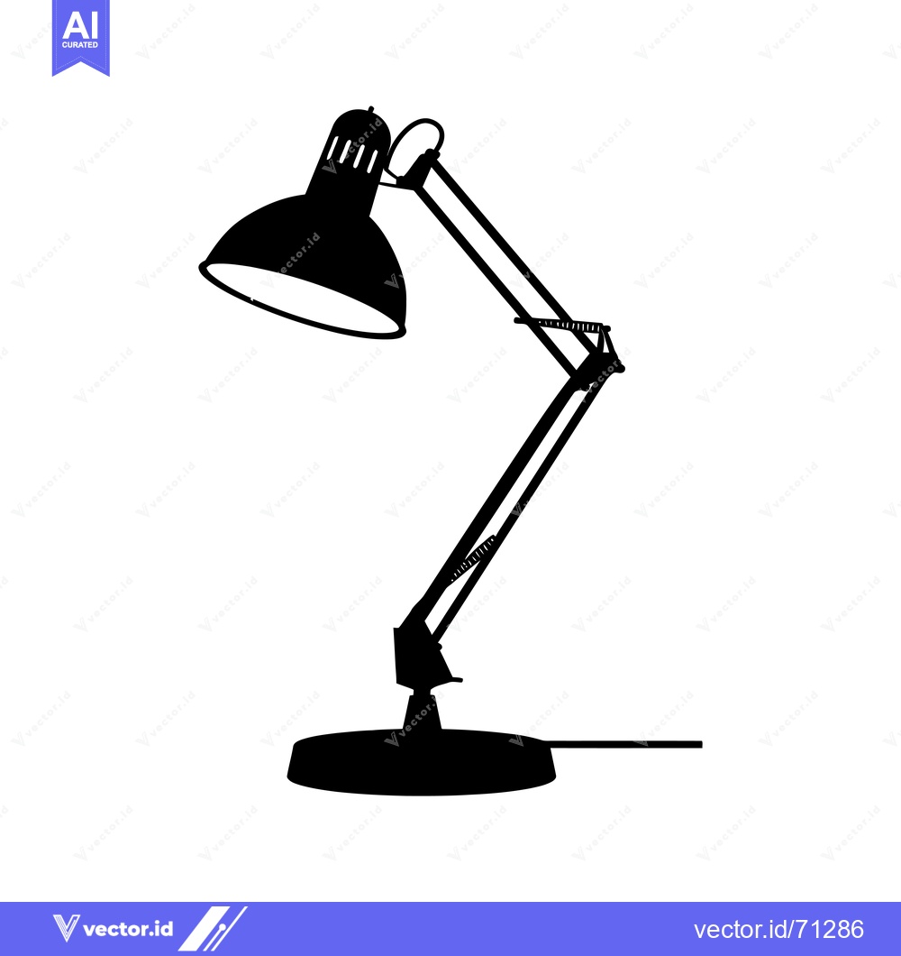 Premium Vector dari Black Silhouette of a Desk Lamp with an Adjustable Arm