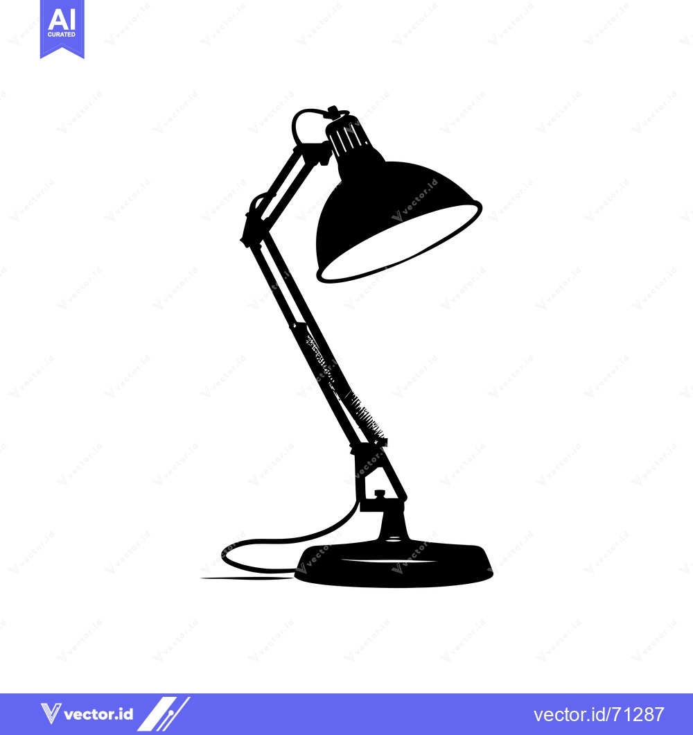 Premium Vector dari Black and White Silhouette of a Desk Lamp