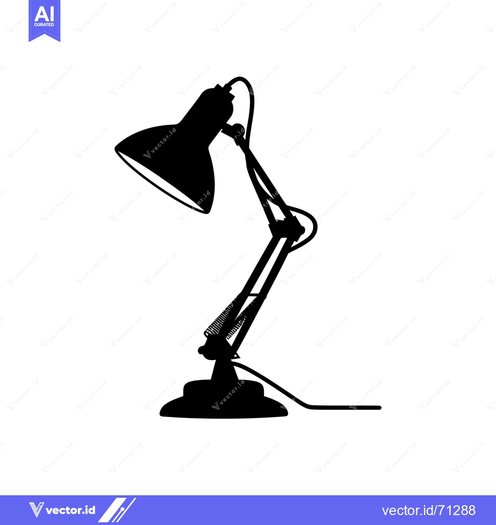 Premium Vector of Black Silhouette of a Desk Lamp with a Curved Arm