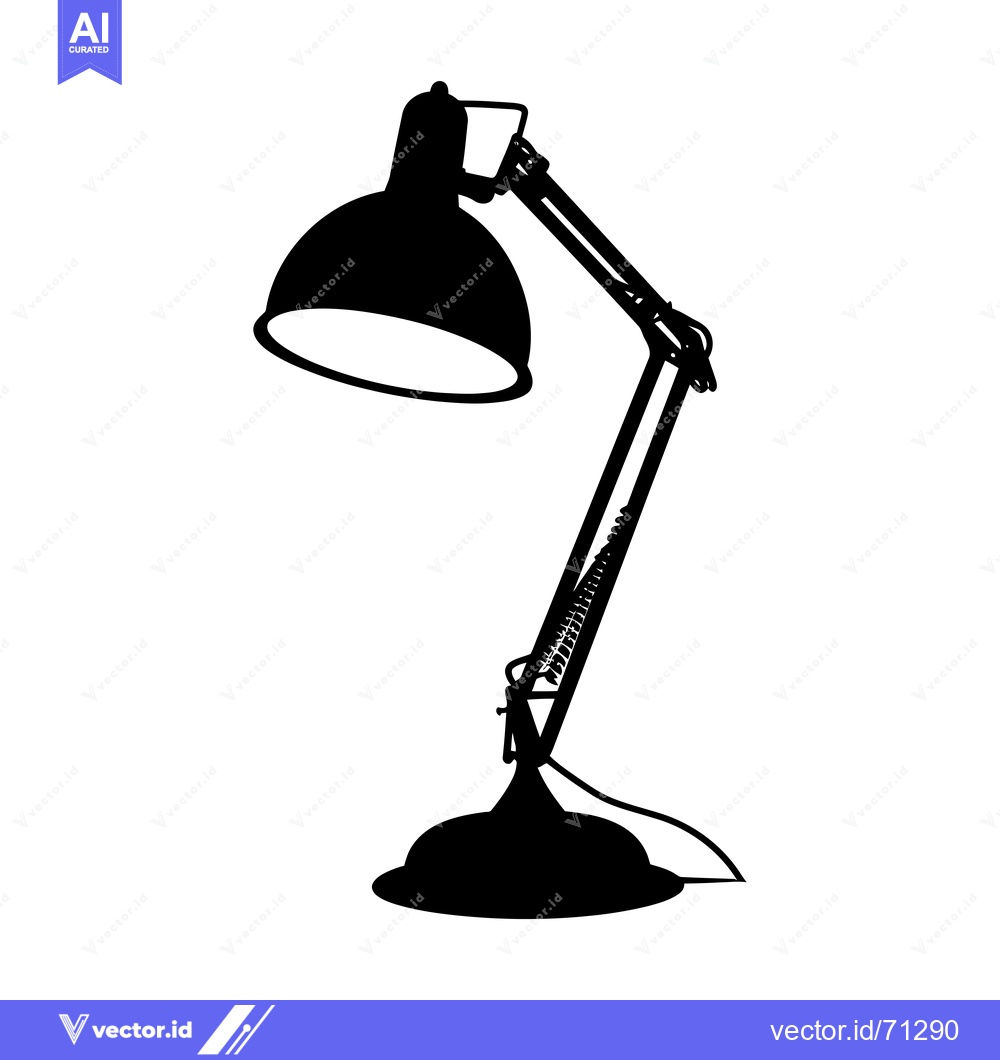 Premium Vector dari Silhouette of a Black Desk Lamp with a Spring-Loaded Arm