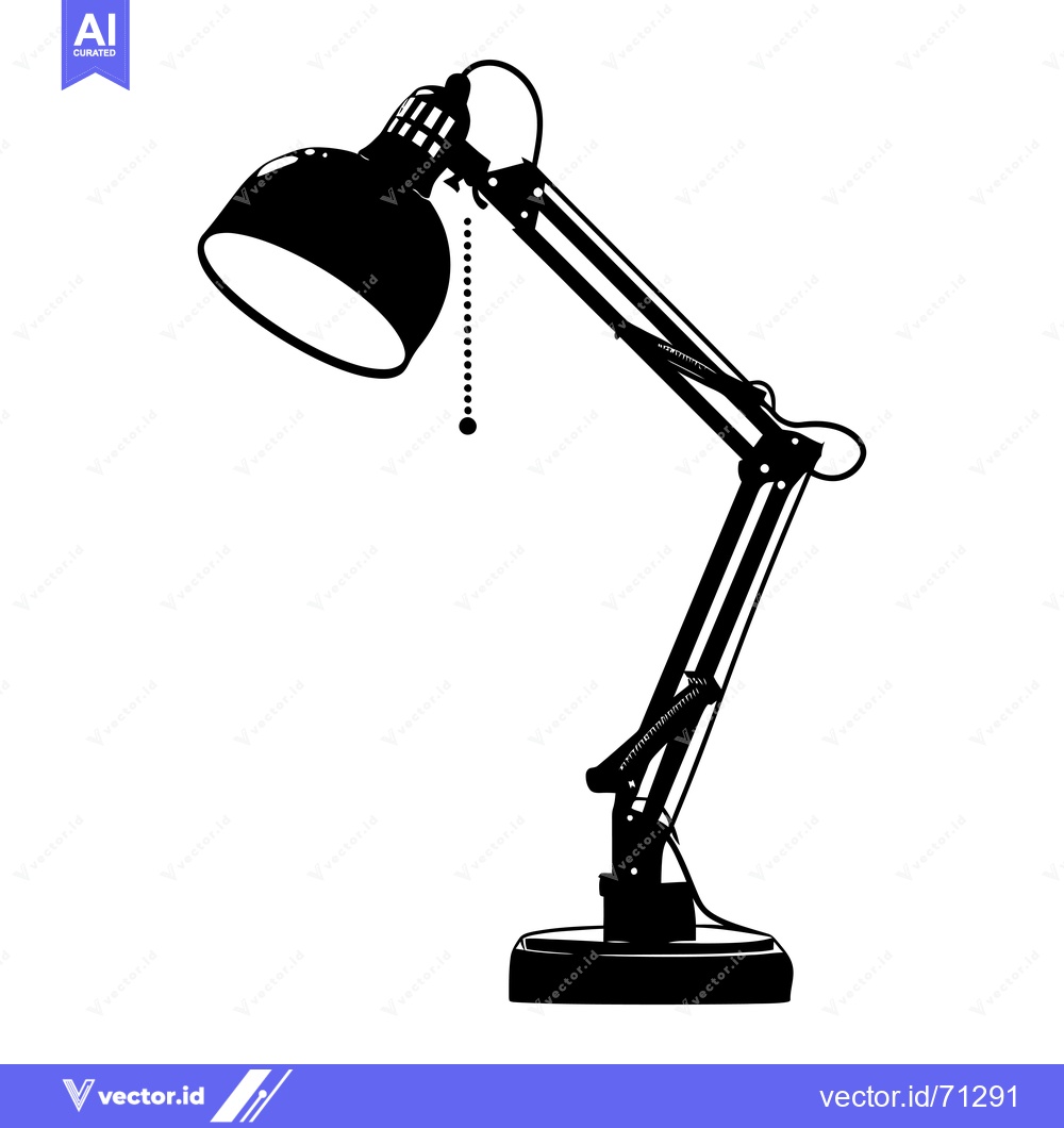 Premium Vector dari Black and White Silhouette of a Desk Lamp