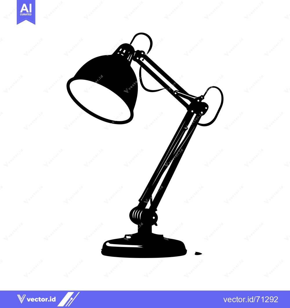 Premium Vector of Black and White Silhouette of a Desk Lamp