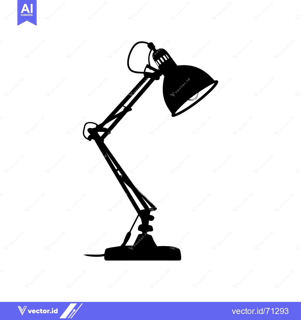 Premium Vector dari Black Silhouette of a Desk Lamp with a Curved Arm