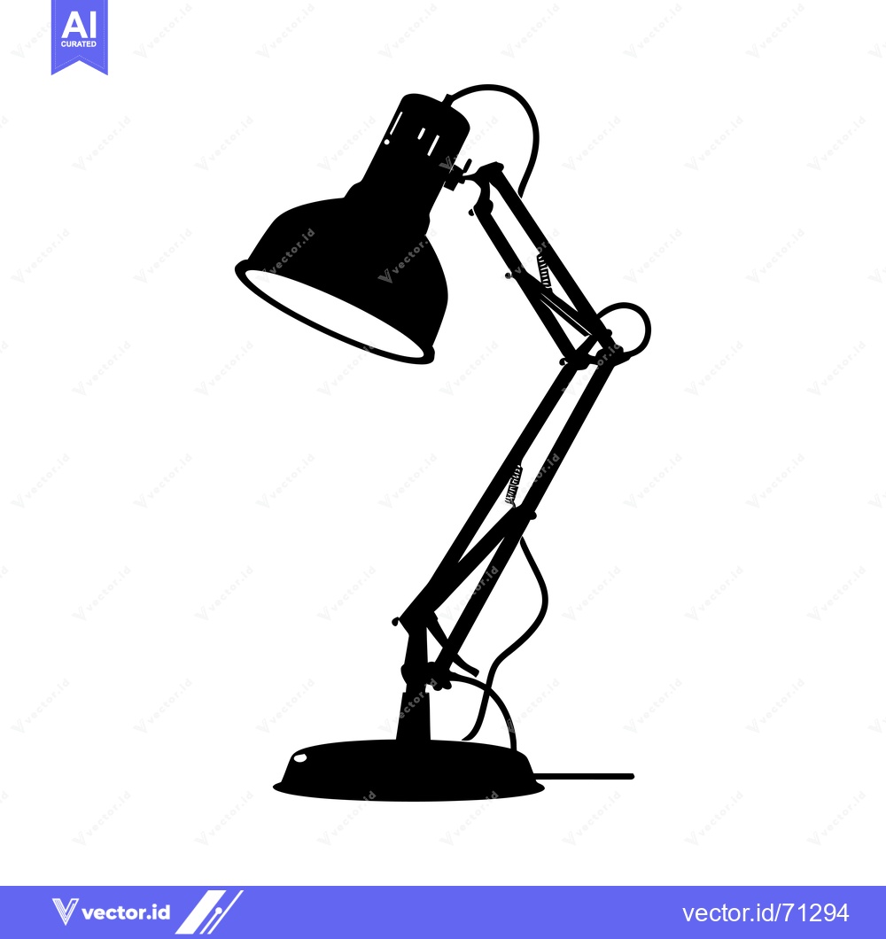 Premium Vector of Black Silhouette of a Desk Lamp with an Adjustable Arm