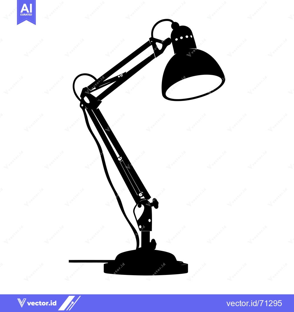 Premium Vector of Black and White Silhouette of a Desk Lamp with a Flexible Arm