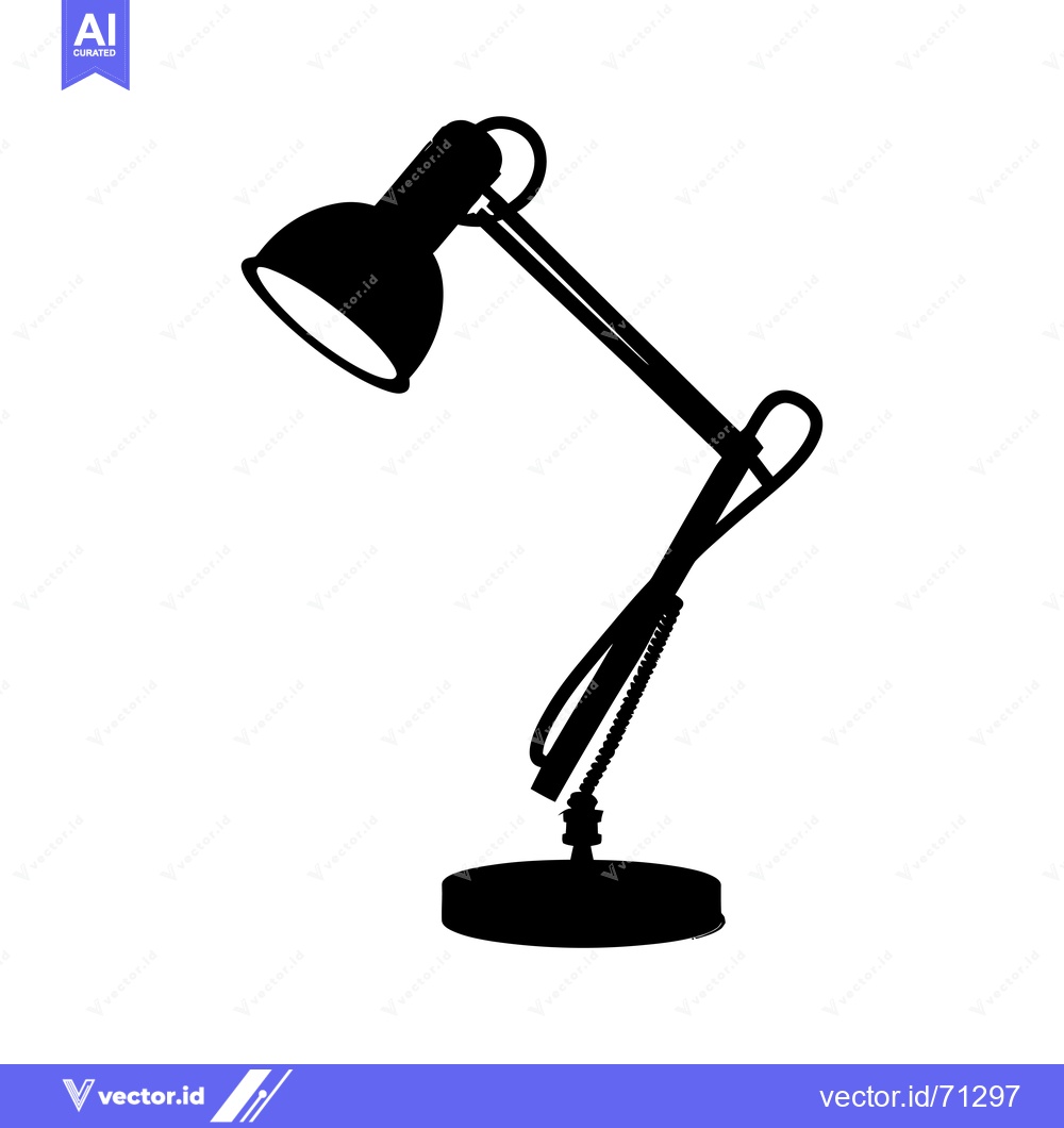 Premium Vector dari Black and White Silhouette of a Desk Lamp