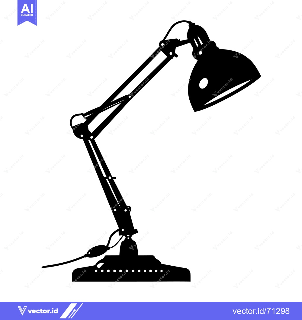 Premium Vector dari Black and White Silhouette of a Desk Lamp