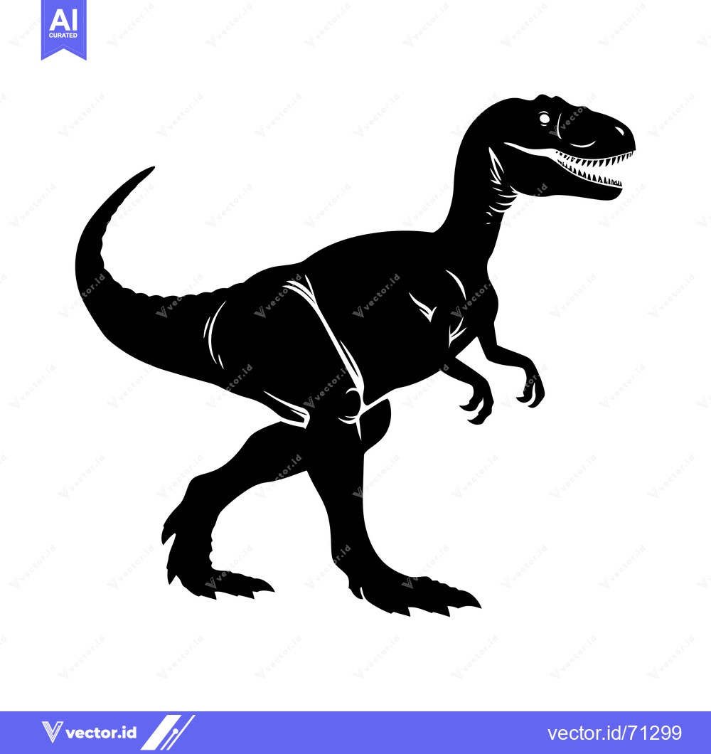 Premium Vector dari Black silhouette of a standing dinosaur with sharp teeth