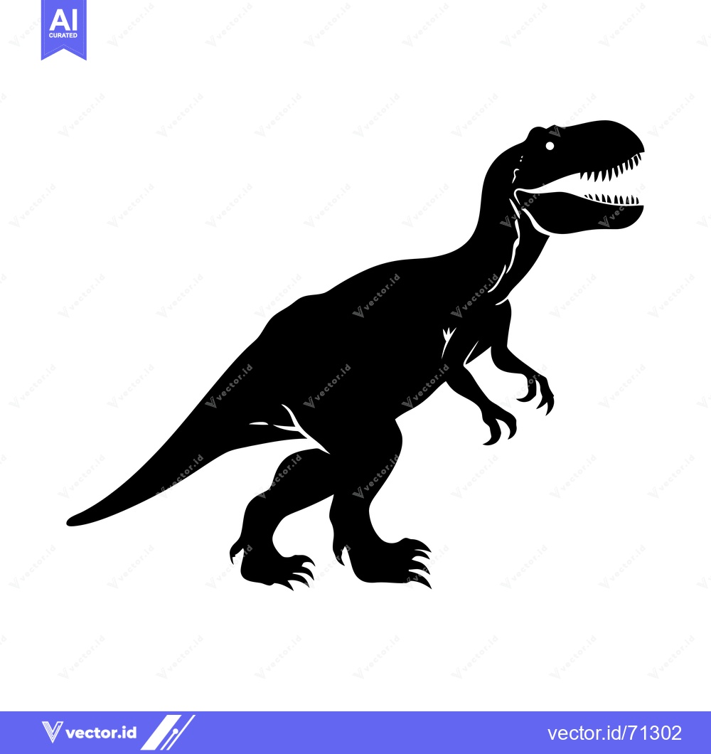 Premium Vector dari Black Silhouette of a Standing Tyrannosaurus Rex Dinosaur