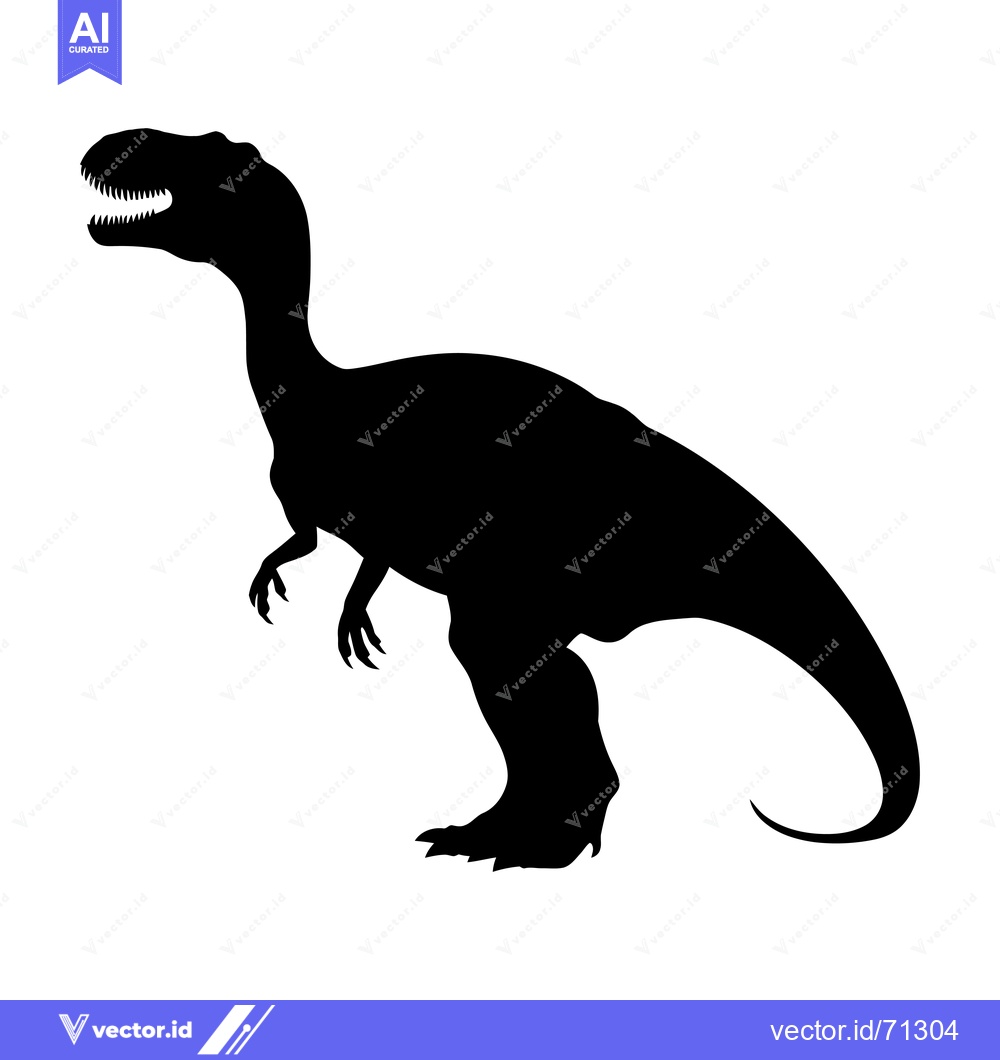 Premium Vector dari Black Silhouette of a Dinosaur with Open Mouth