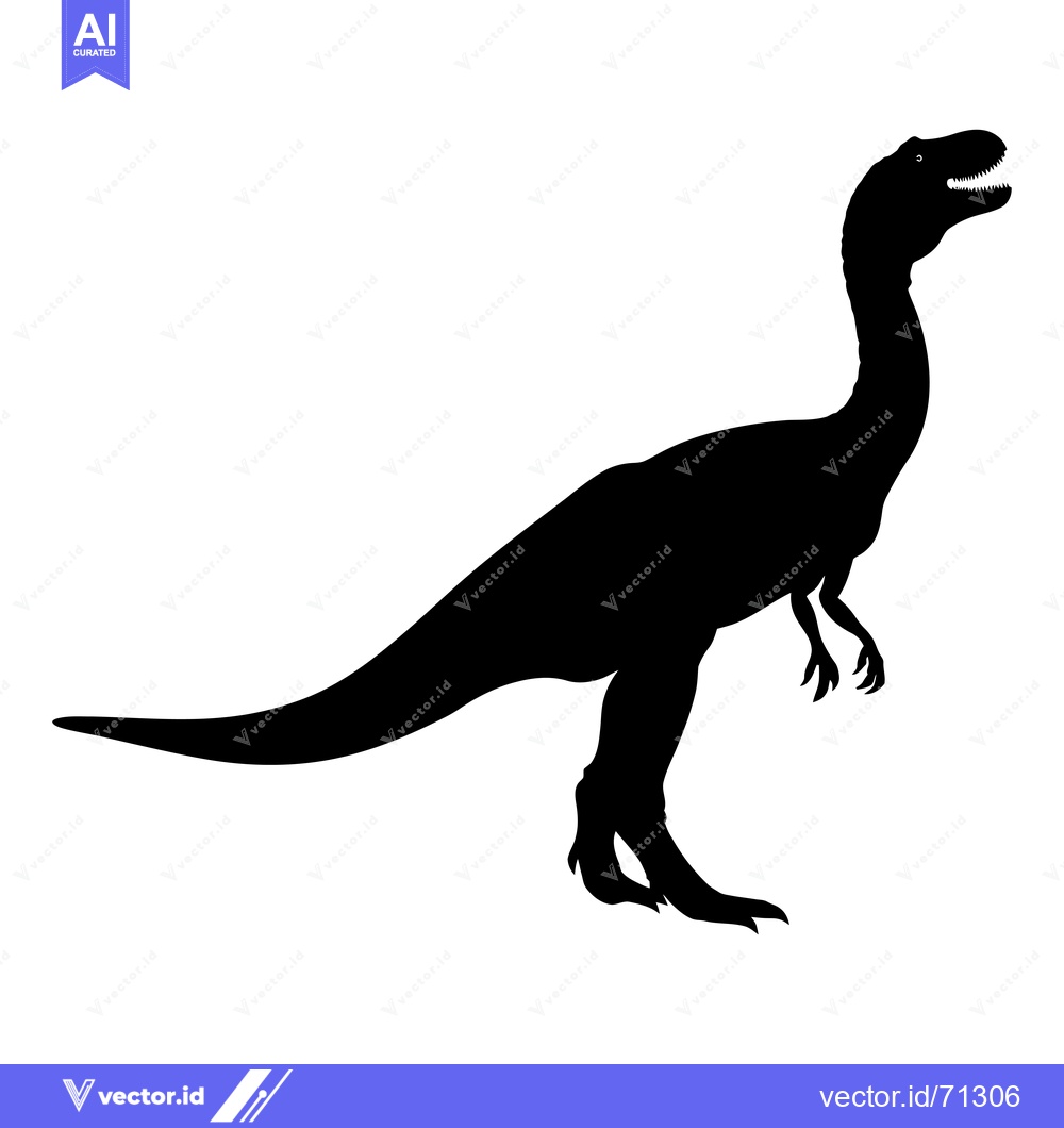 Premium Vector dari Black Silhouette of a Dinosaur with a Long Neck and Tail